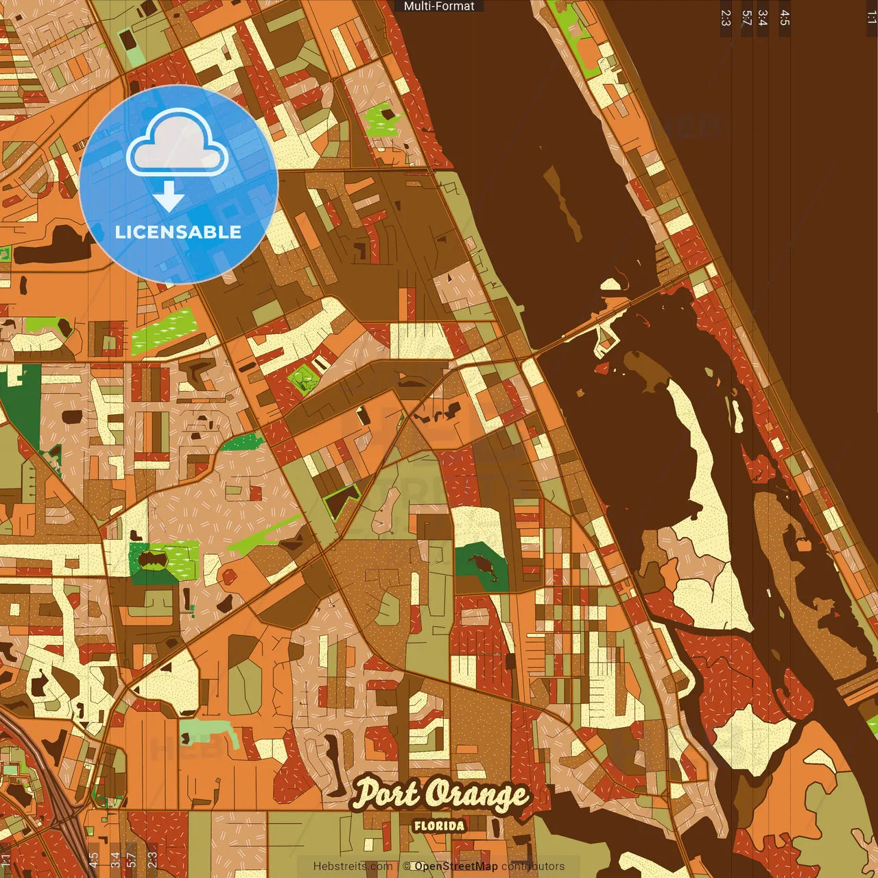 Port Orange Florida Farmhouse Poster Art Map Template