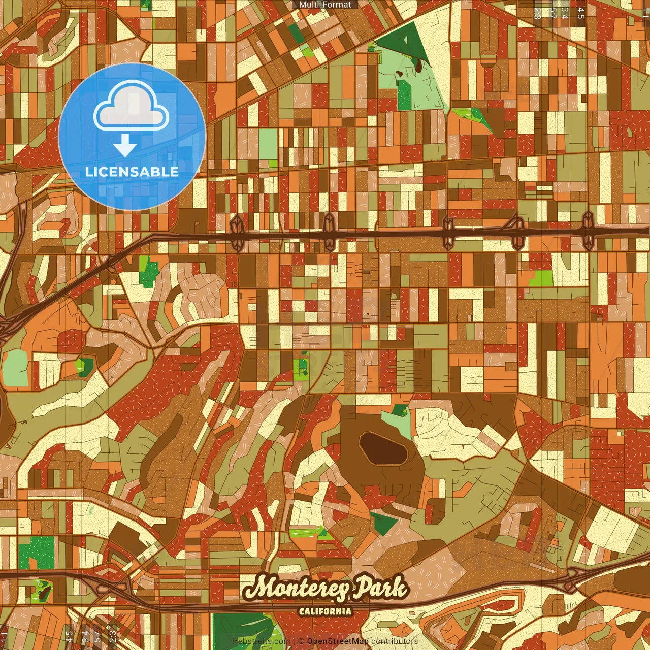 Monterey Park California Farmhouse Poster Art Map Template