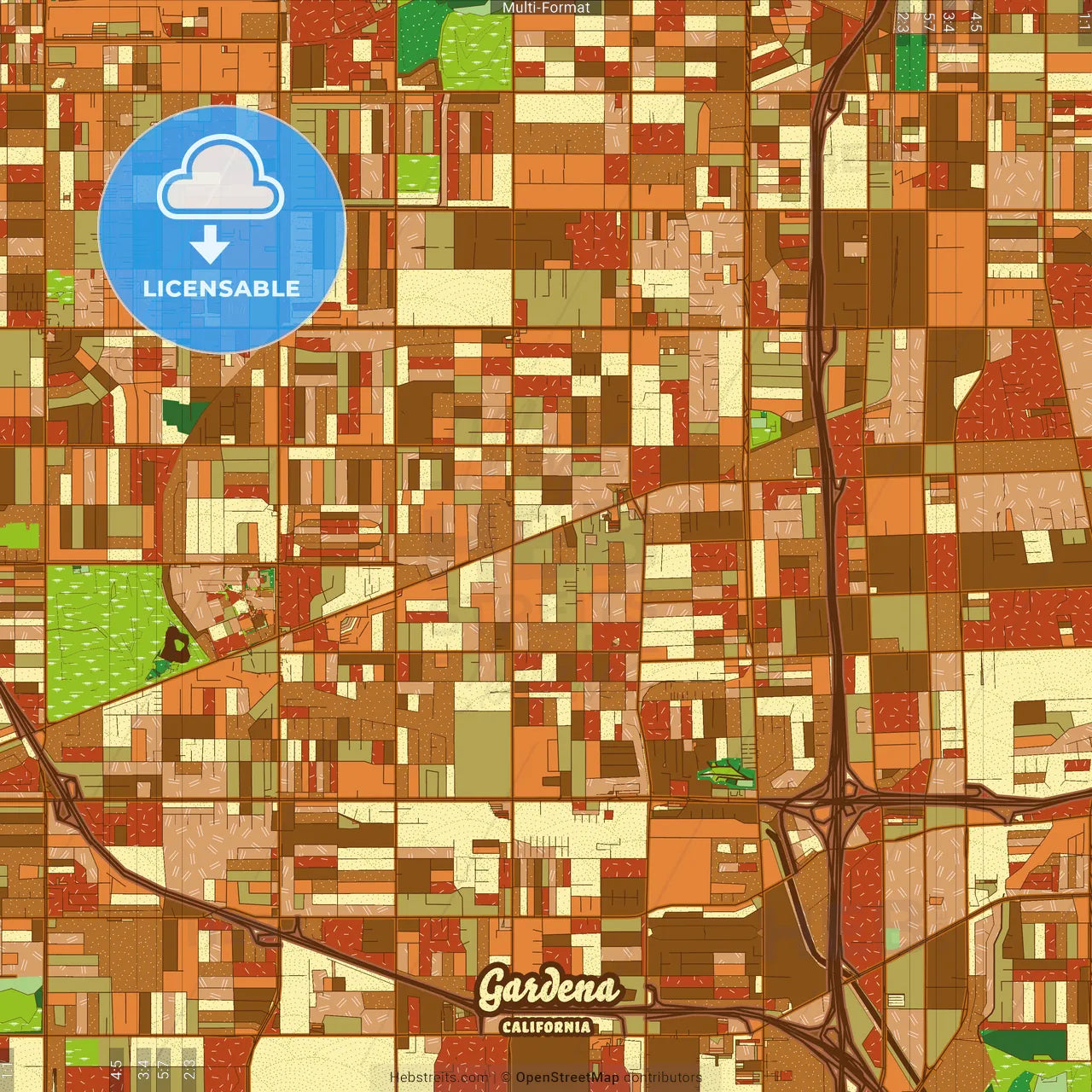 Gardena California Farmhouse Poster Art Map Template