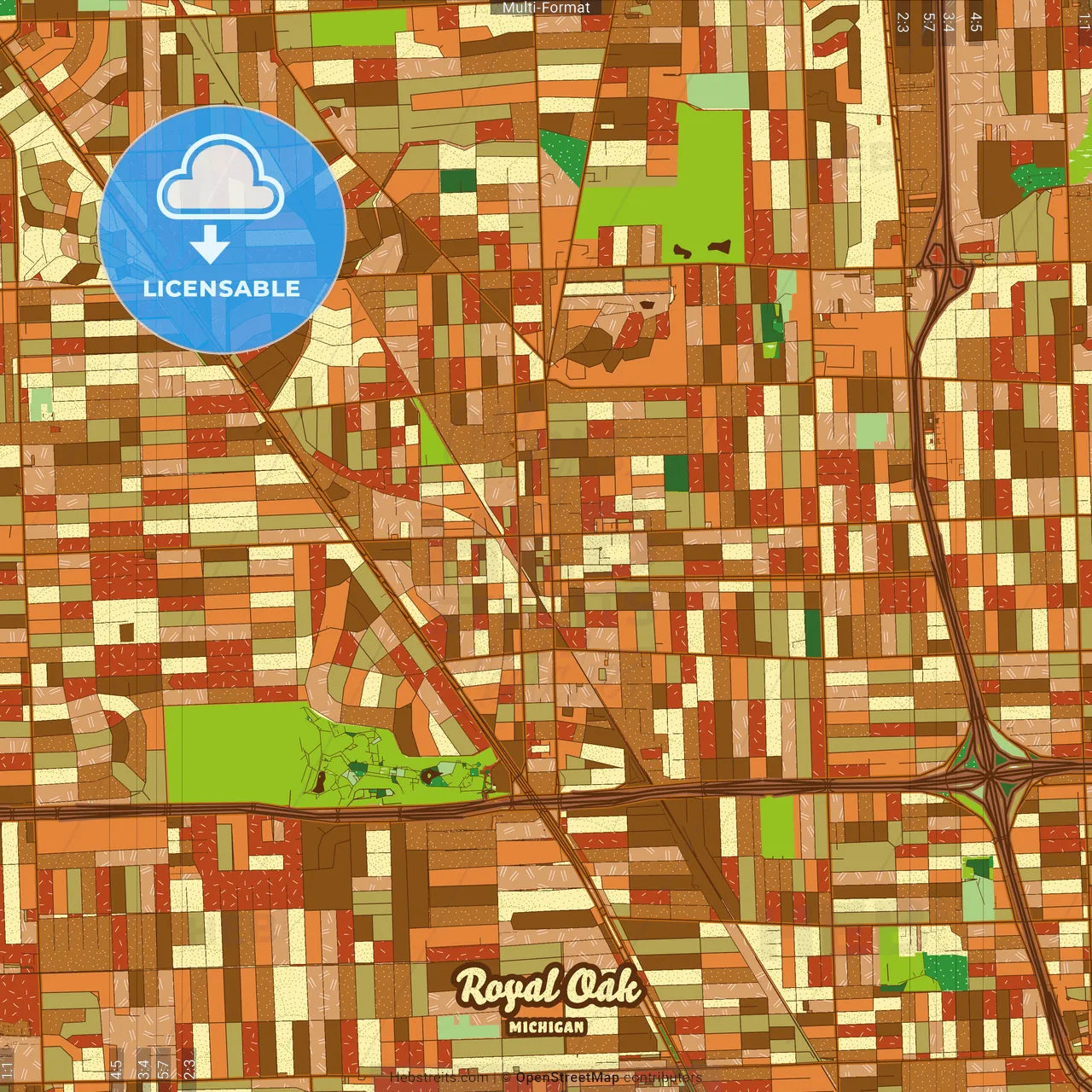 Royal Oak Michigan Farmhouse Poster Art Map Template