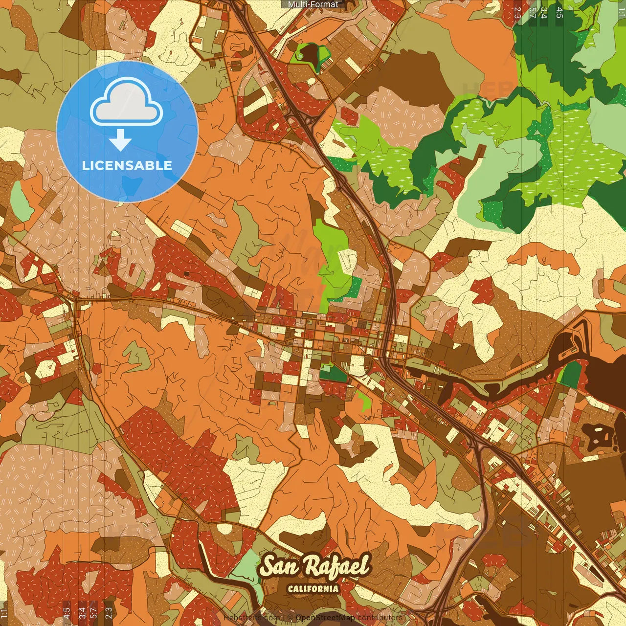 San Rafael California Farmhouse Poster Art Map Template