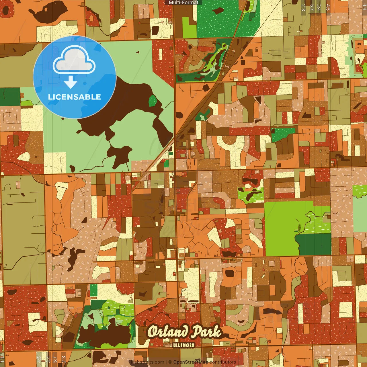 Orland Park Illinois Farmhouse Poster Art Map Template