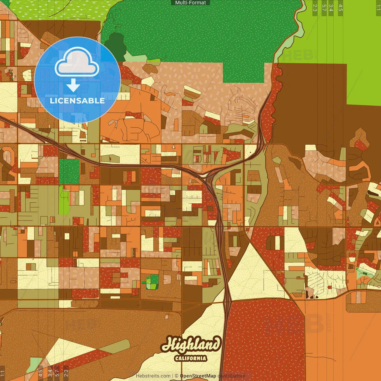 Highland California Farmhouse Poster Art Map Template