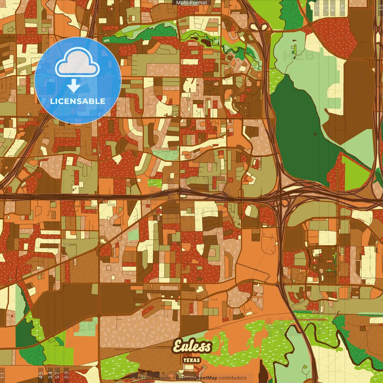 Euless Texas Farmhouse Poster Art Map Template