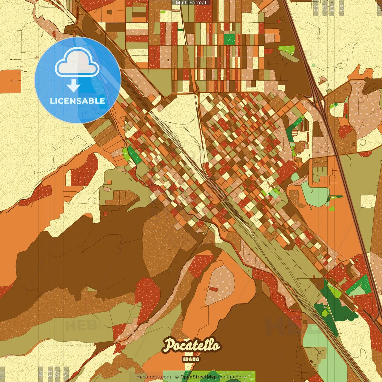Pocatello Idaho Farmhouse Poster Art Map Template