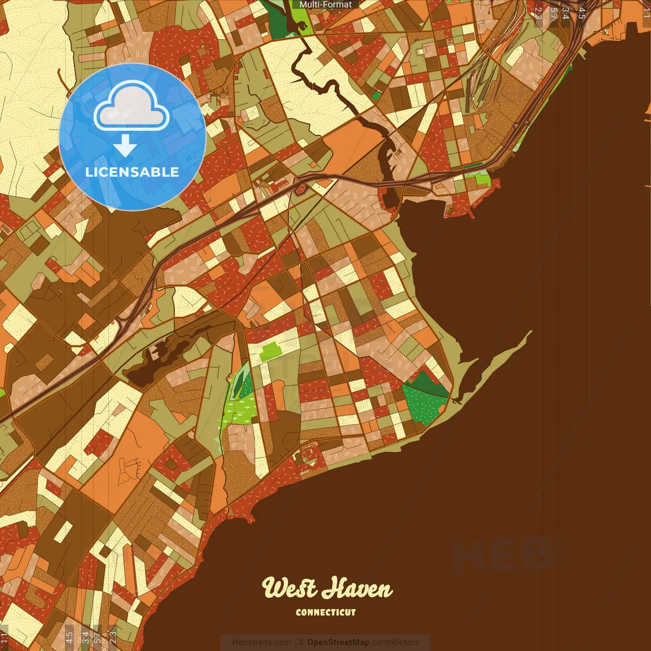 West Haven Connecticut Farmhouse Poster Art Map Template