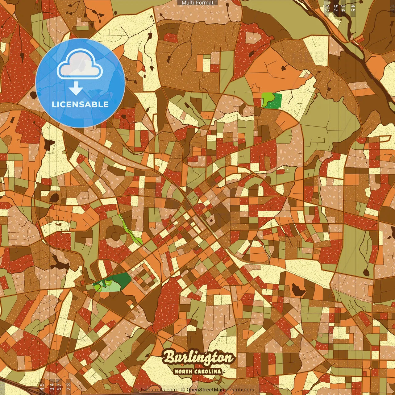 Burlington North Carolina Farmhouse Poster Art Map Template