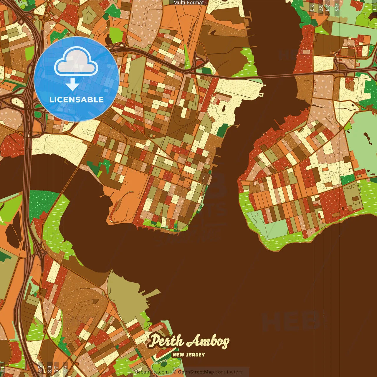 Perth Amboy New Jersey Farmhouse Poster Art Map Template