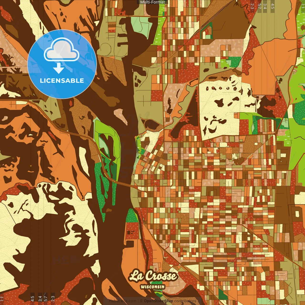 La Crosse Wisconsin Farmhouse Poster Art Map Template