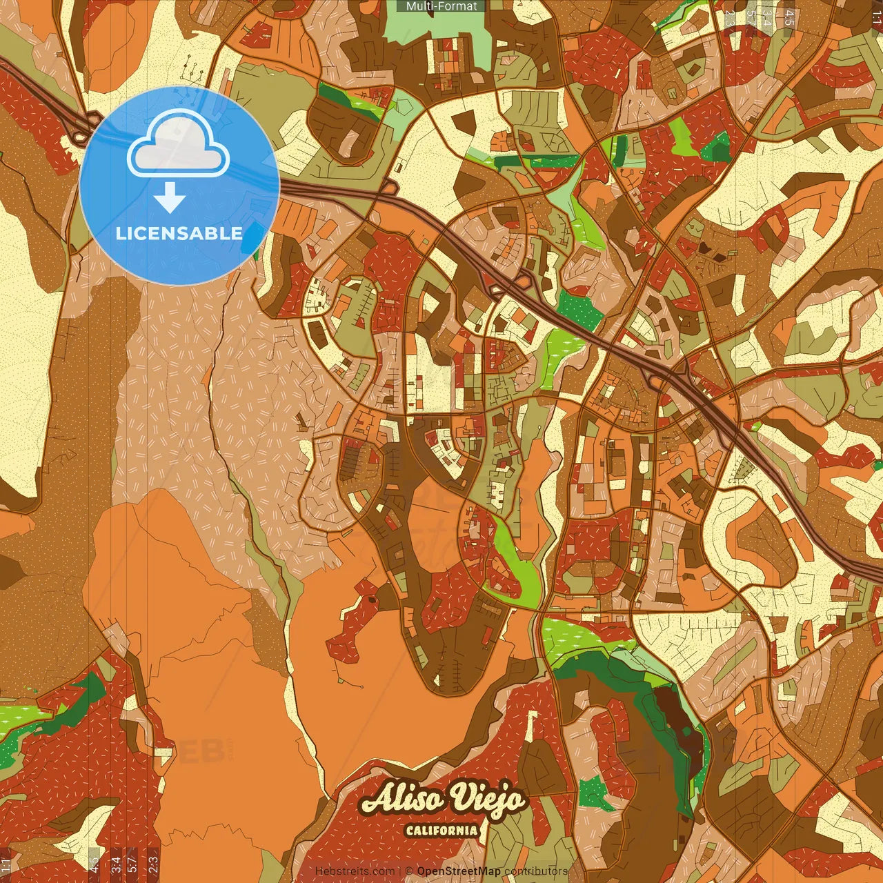 Aliso Viejo California Farmhouse Poster Art Map Template