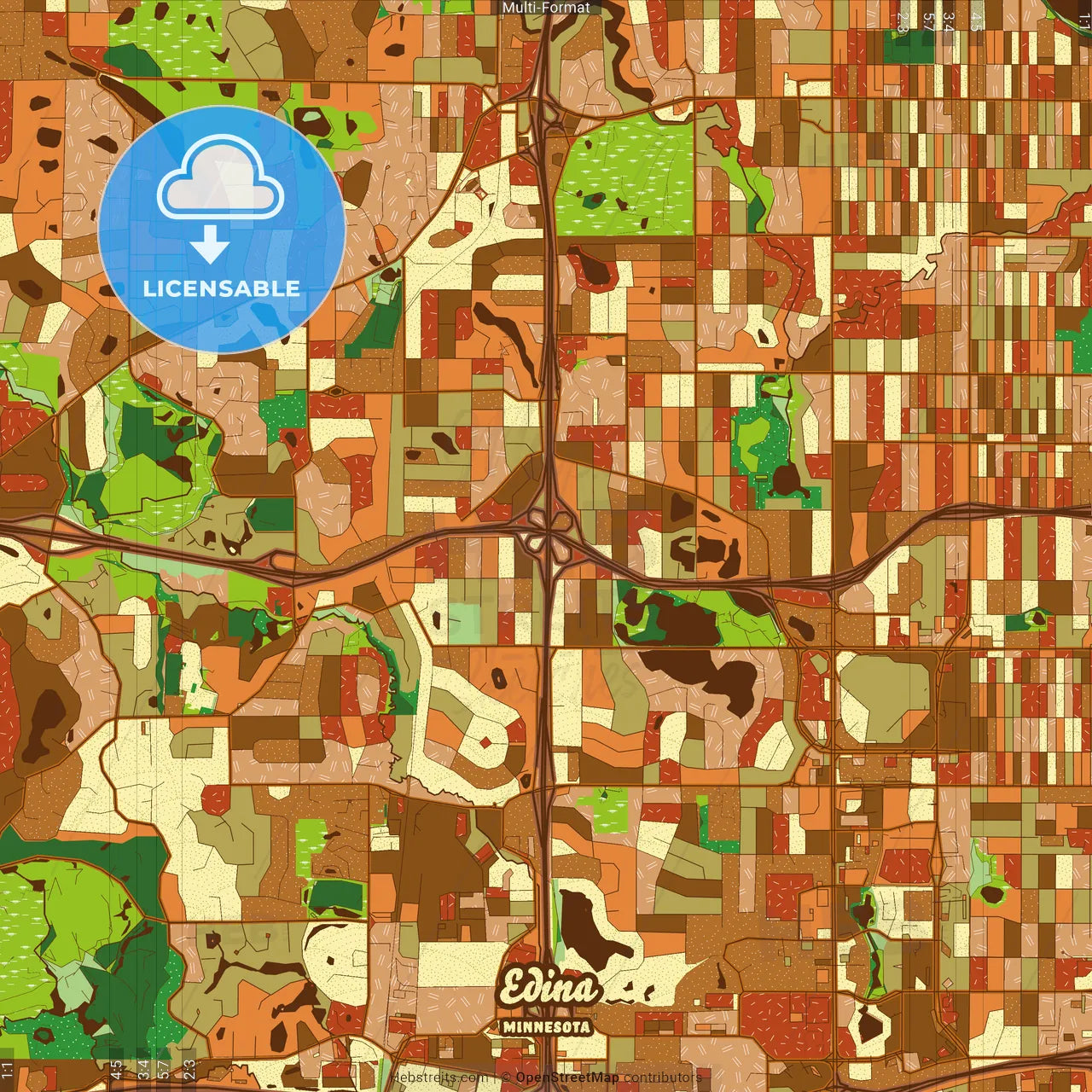 Edina Minnesota Farmhouse Poster Art Map Template