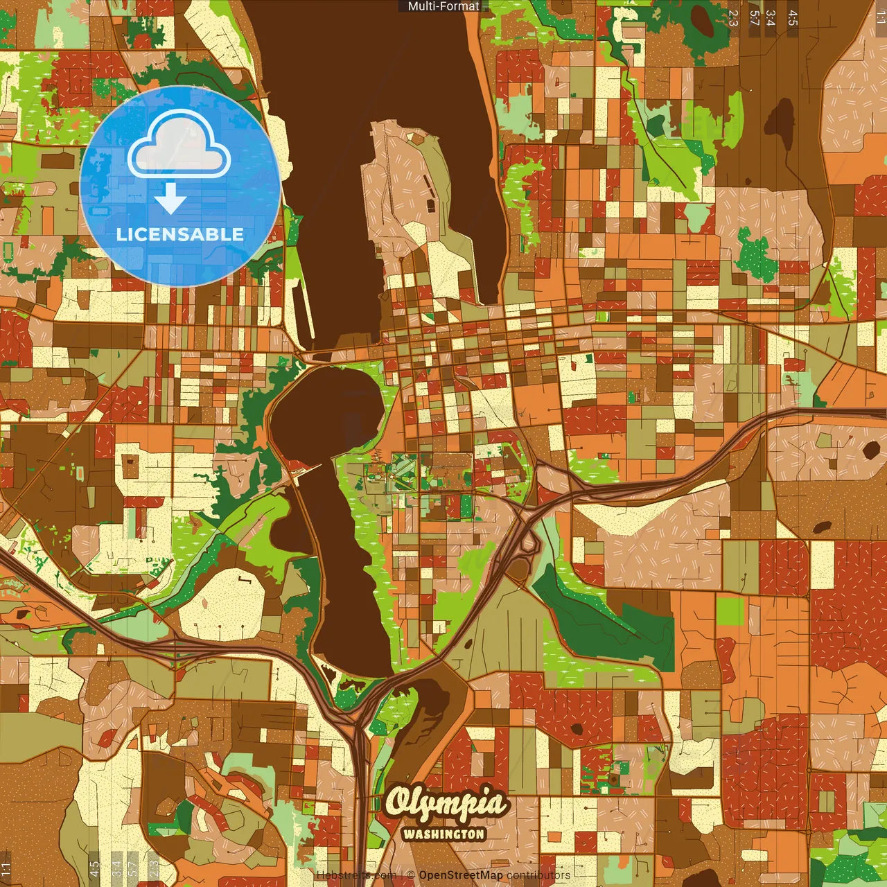 Olympia Washington Farmhouse Poster Art Map Template