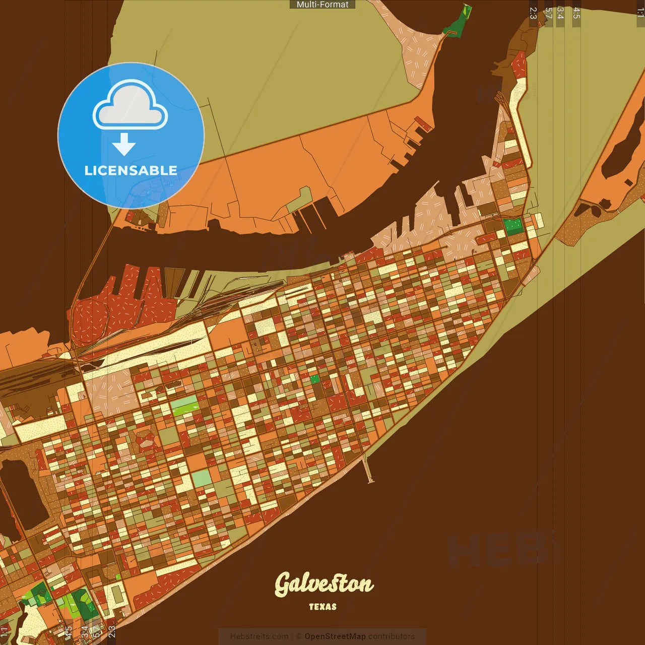 Galveston Texas Farmhouse Poster Art Map Template