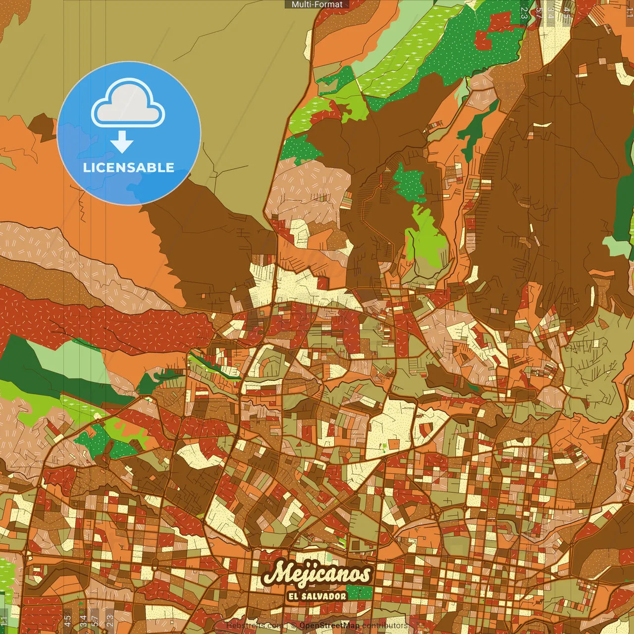 Mejicanos El Salvador Farmhouse Poster Art Map Template