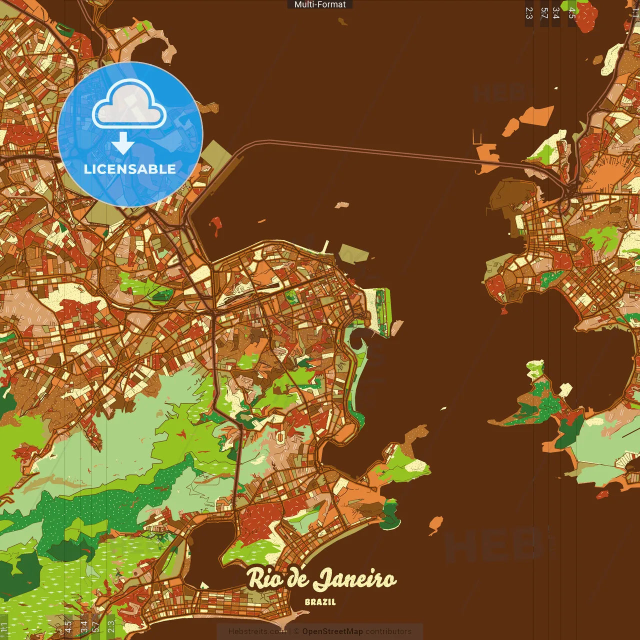 Rio de Janeiro Brazil Farmhouse Poster Art Map Template