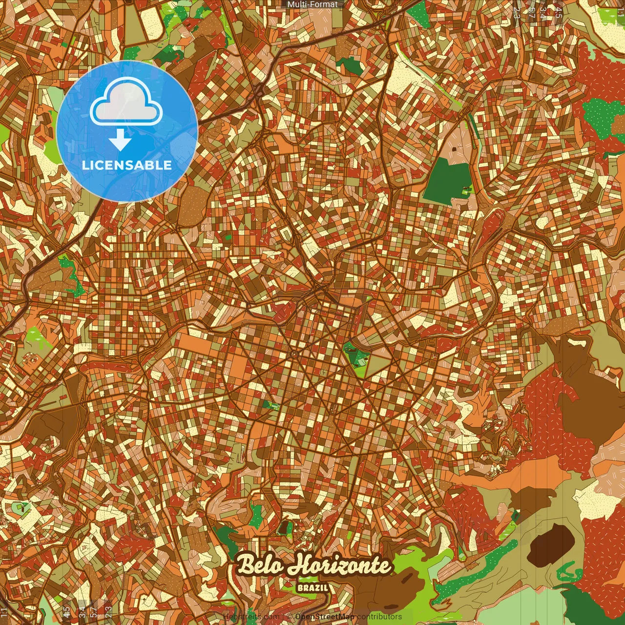 Belo Horizonte Brazil Farmhouse Poster Art Map Template