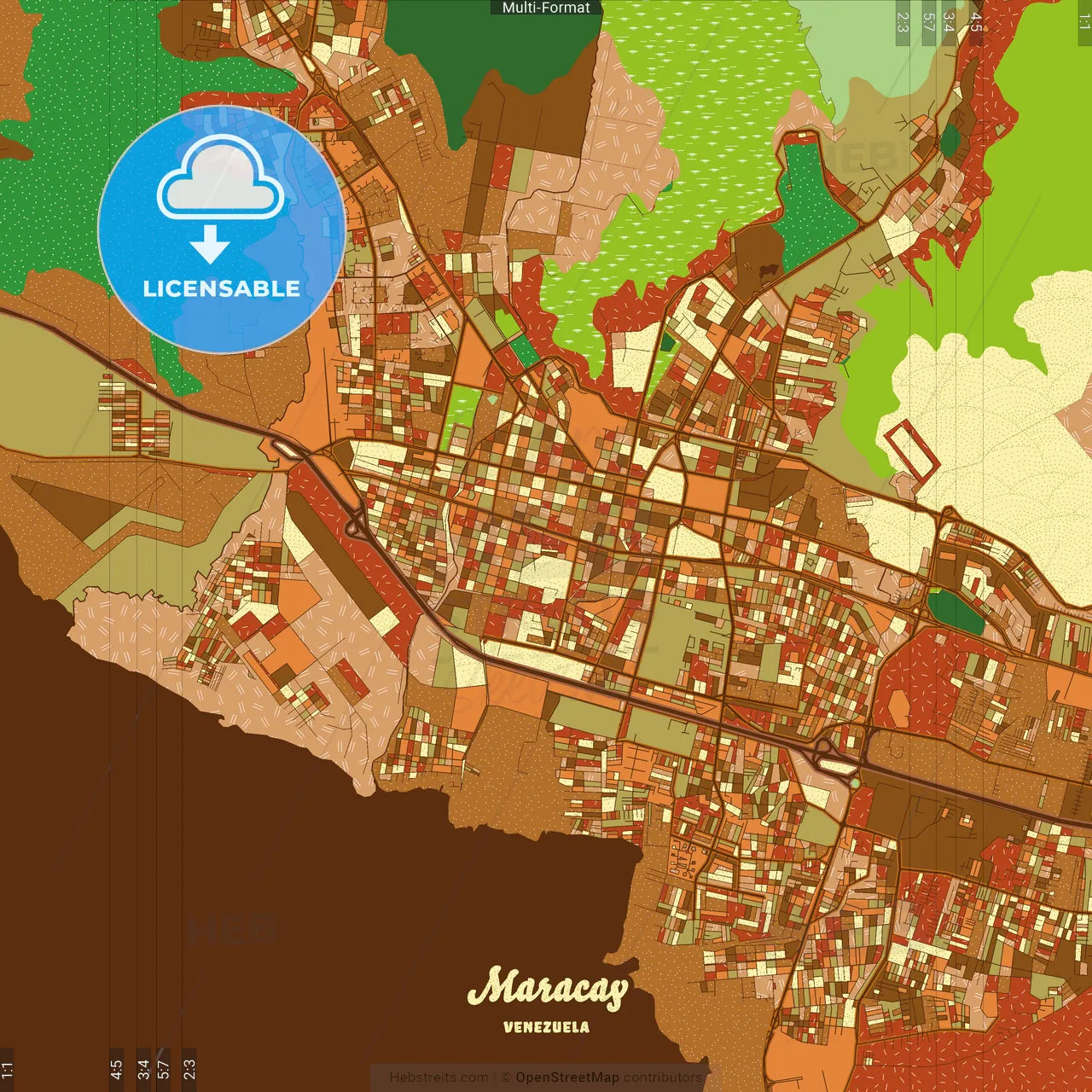 Maracay Venezuela Farmhouse Poster Art Map Template