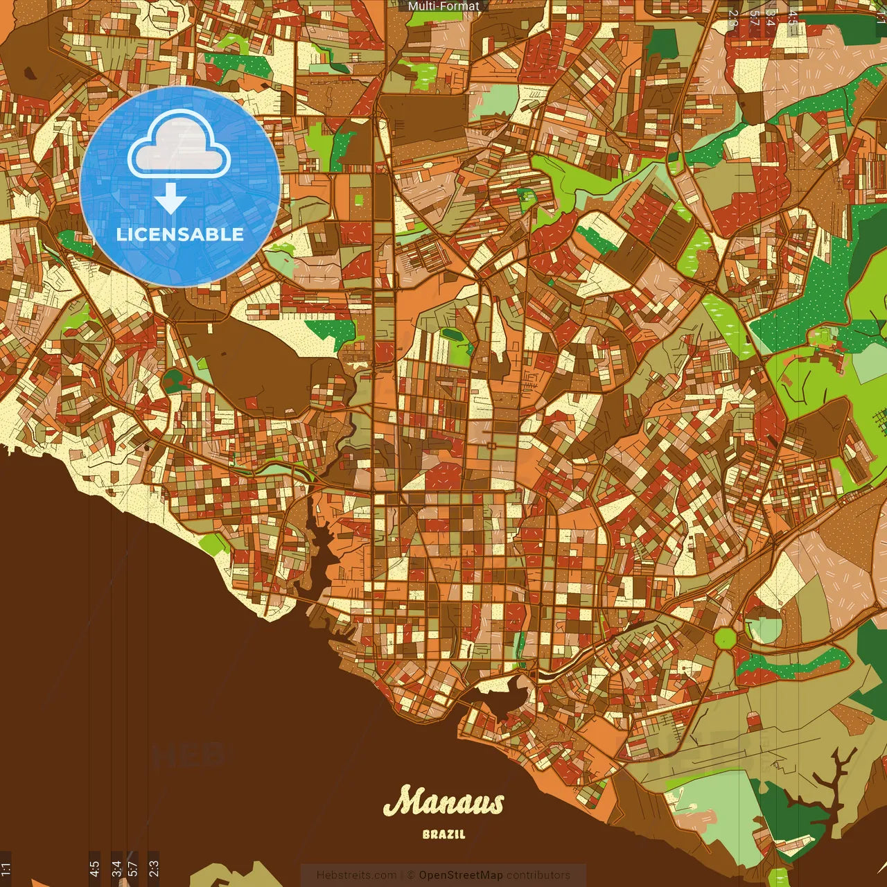 Manaus Brazil Farmhouse Poster Art Map Template