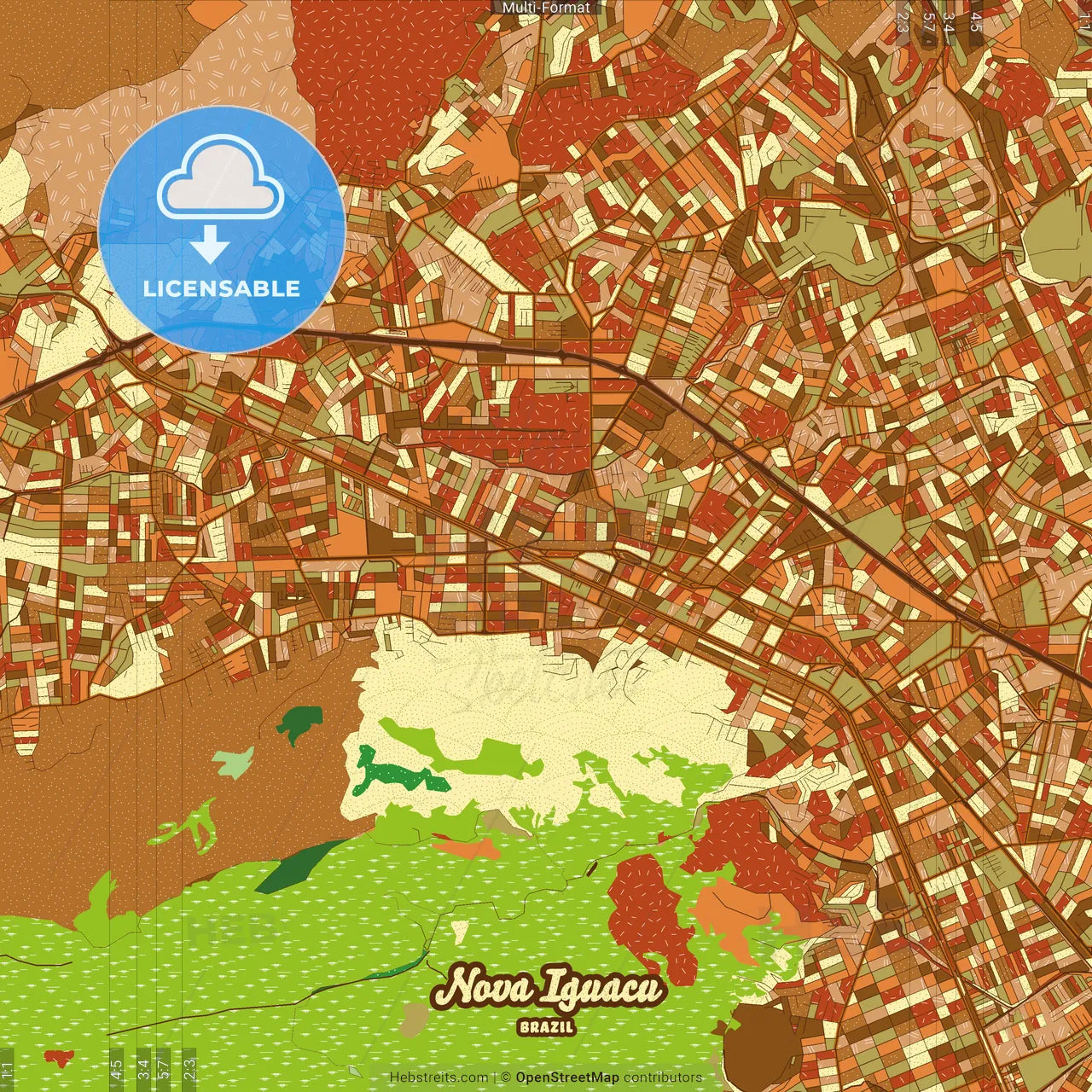 Nova Iguacu Brazil Farmhouse Poster Art Map Template