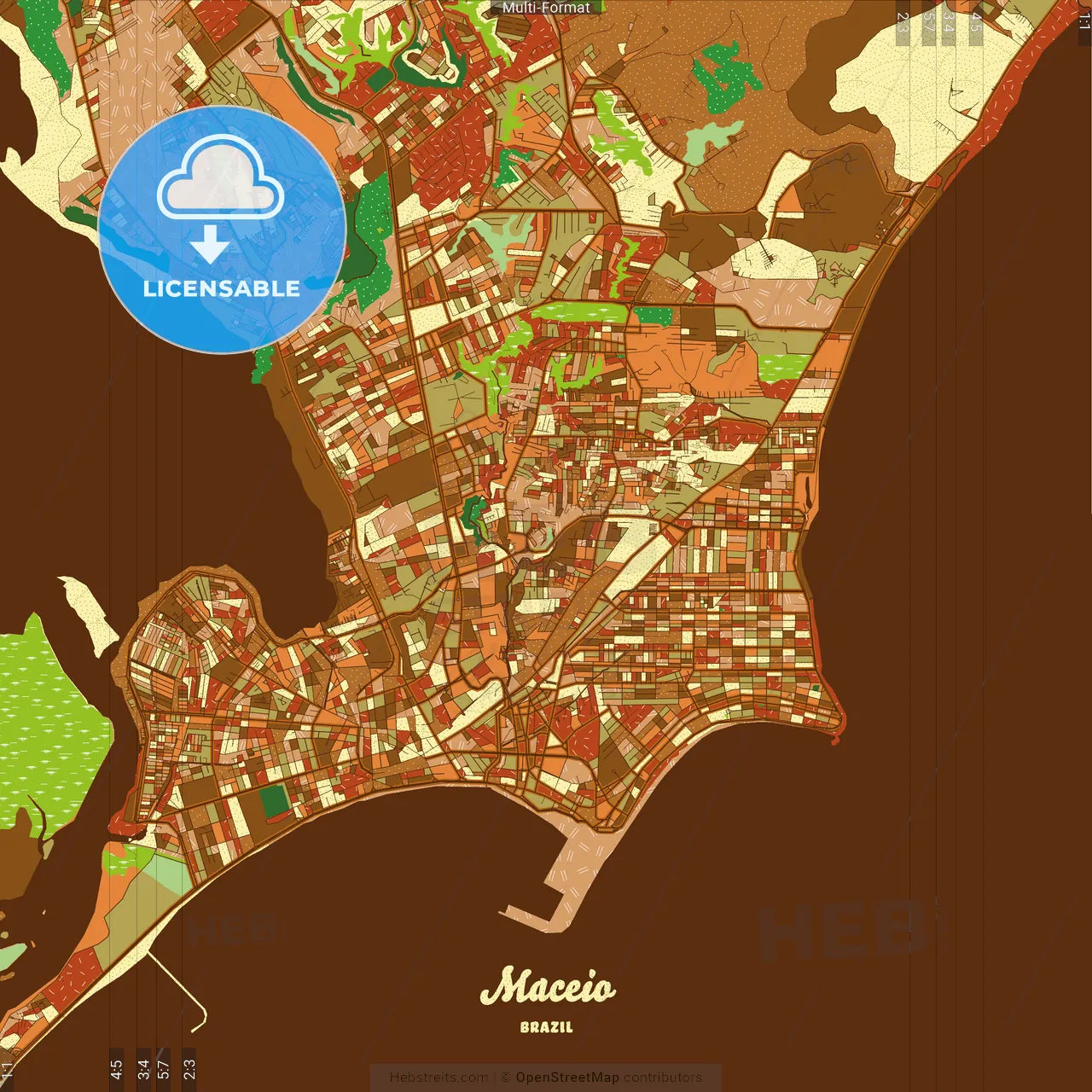 Maceio Brazil Farmhouse Poster Art Map Template