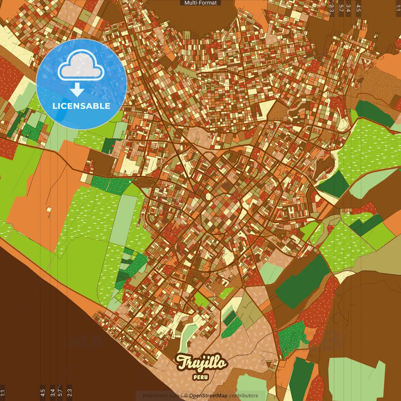 Trujillo Peru Farmhouse Poster Art Map Template