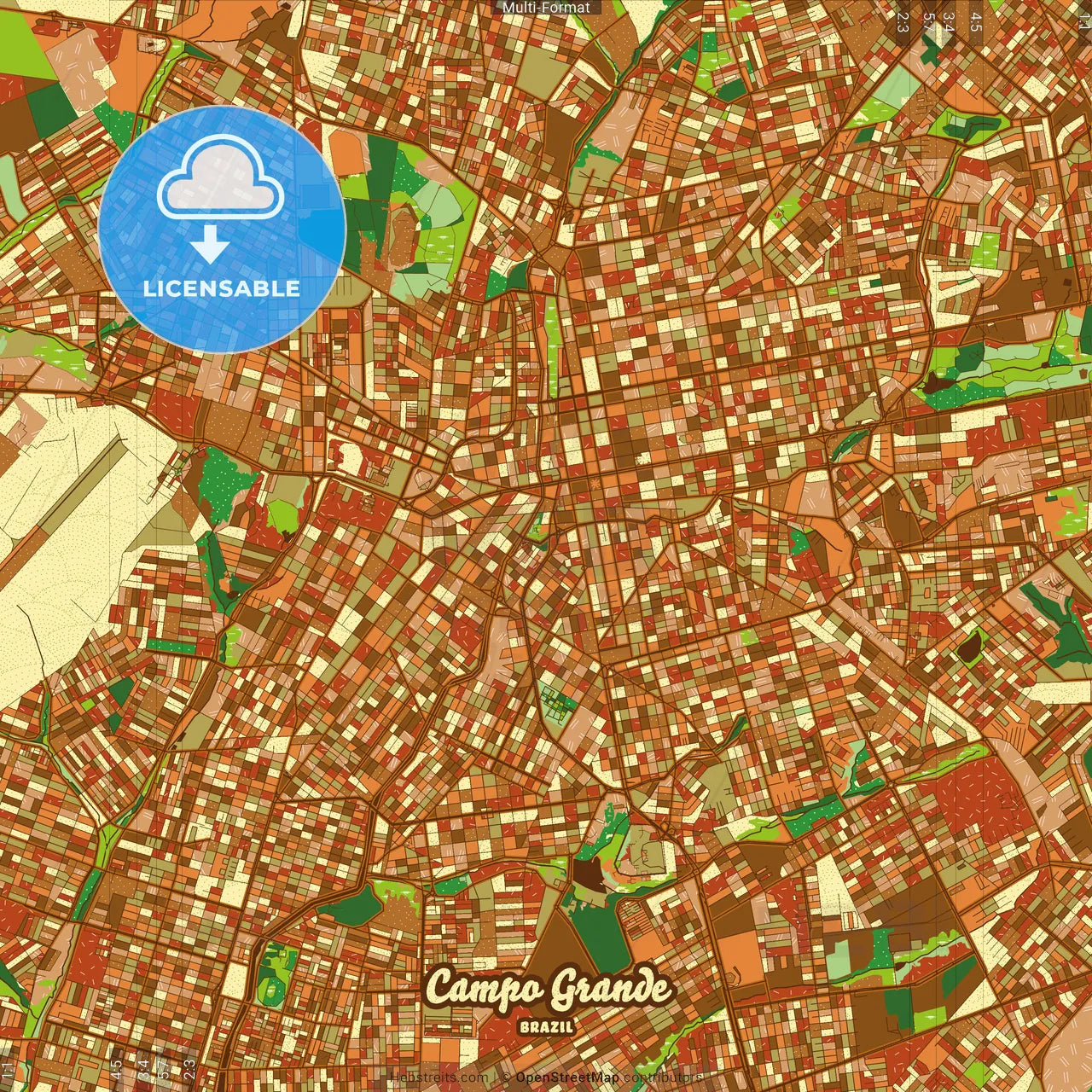 Campo Grande Brazil Farmhouse Poster Art Map Template