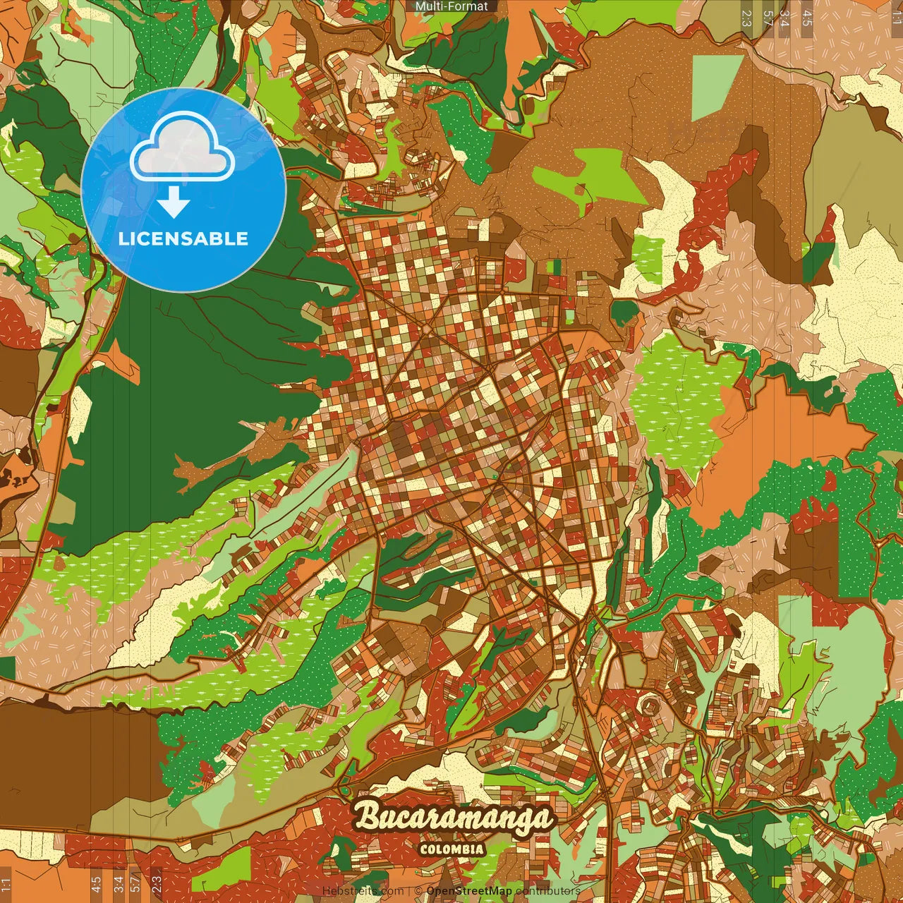 Bucaramanga Colombia Farmhouse Poster Art Map Template