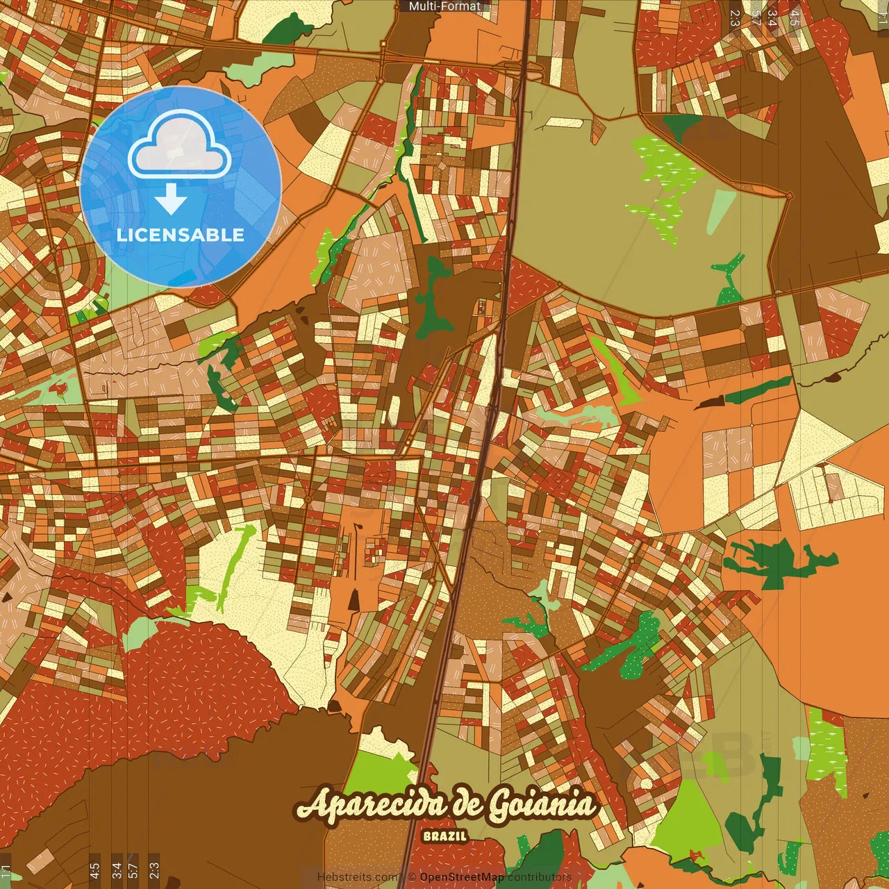 Aparecida de Goiania Brazil Farmhouse Poster Art Map Template