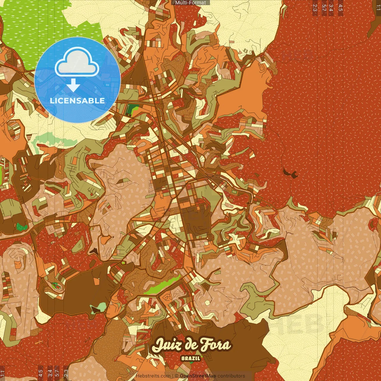 Juiz de Fora Brazil Farmhouse Poster Art Map Template