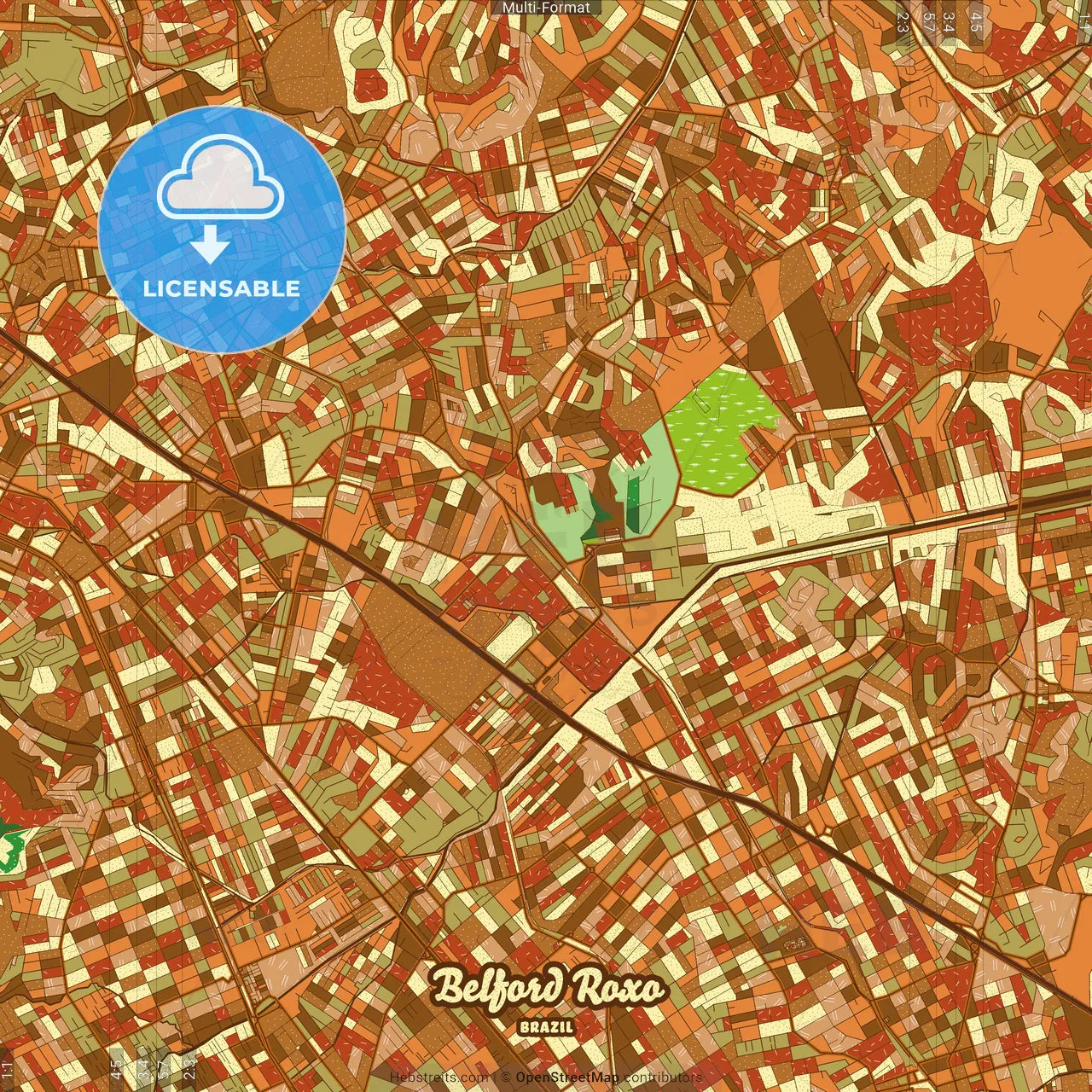 Belford Roxo Brazil Farmhouse Poster Art Map Template