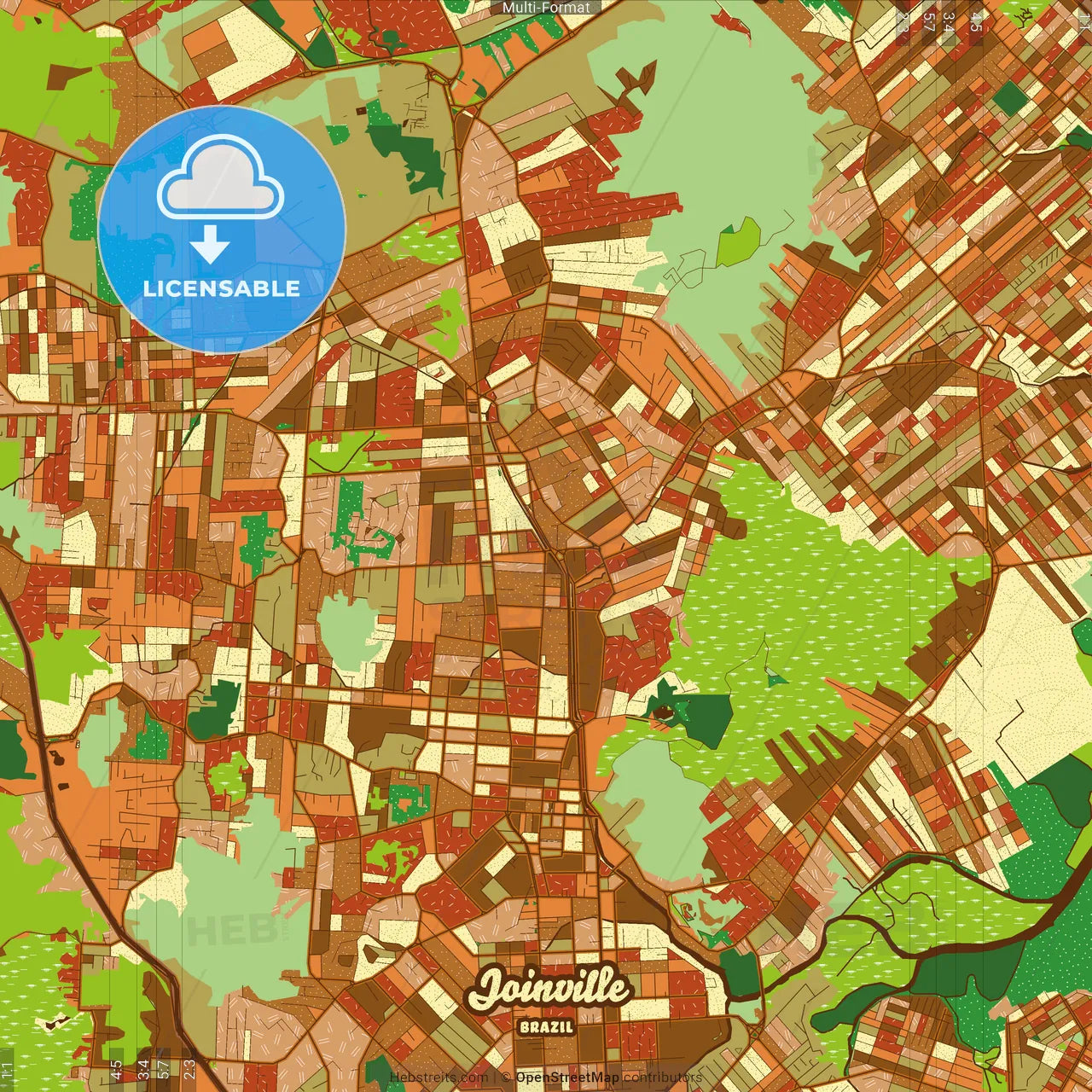 Joinville Brazil Farmhouse Poster Art Map Template