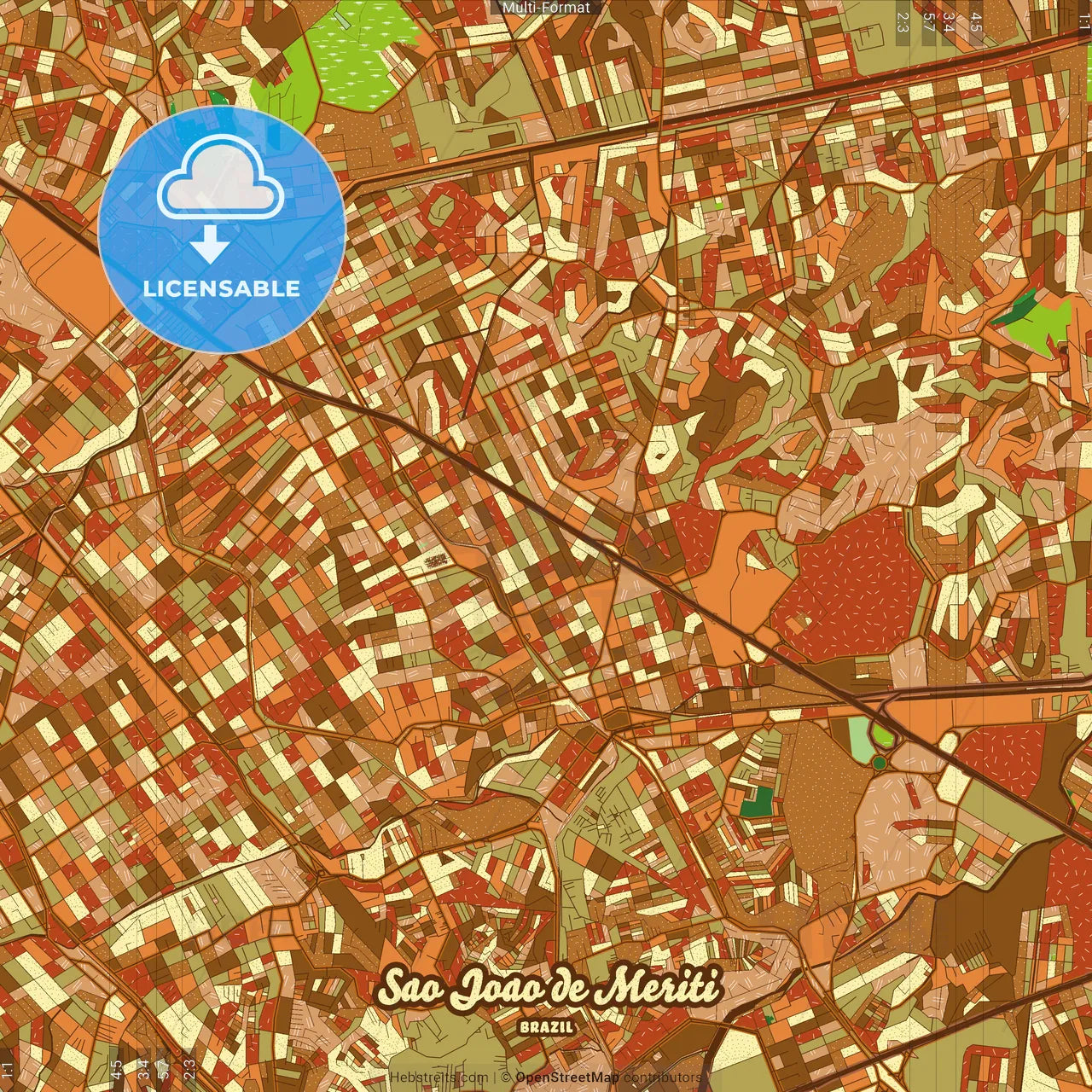 Sao Joao de Meriti Brazil Farmhouse Poster Art Map Template