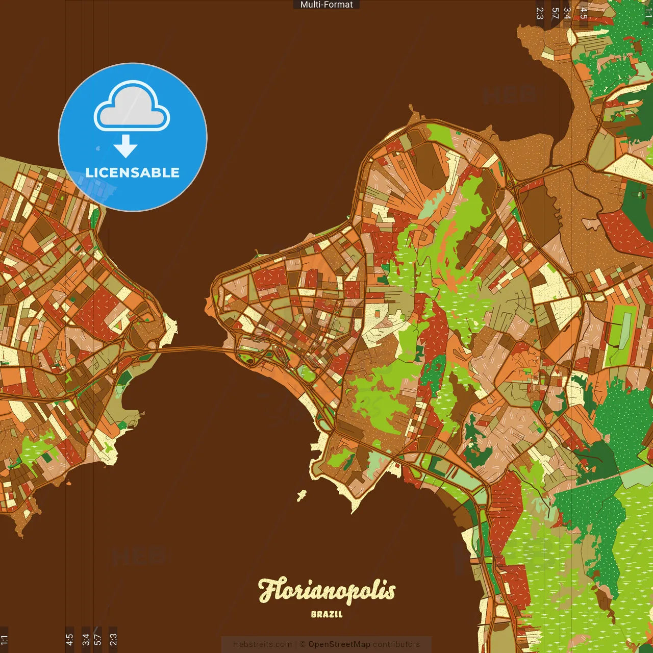 Florianopolis Brazil Farmhouse Poster Art Map Template