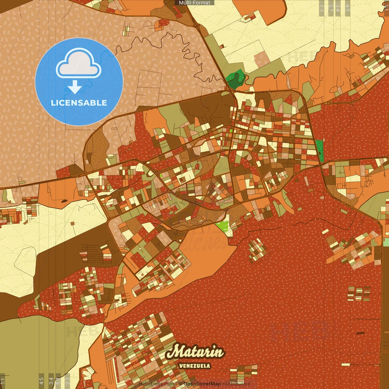 Maturin Venezuela Farmhouse Poster Art Map Template