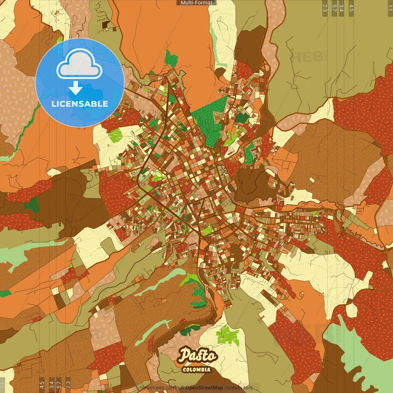 Pasto Colombia Farmhouse Poster Art Map Template