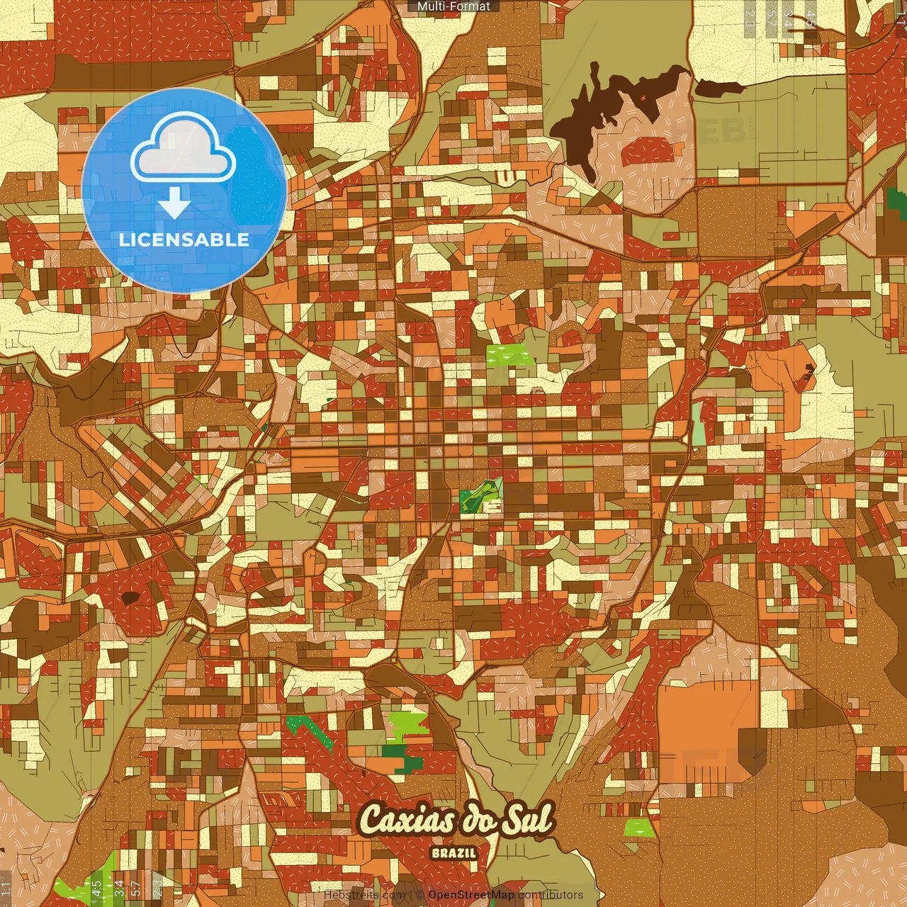 Caxias do Sul Brazil Farmhouse Poster Art Map Template