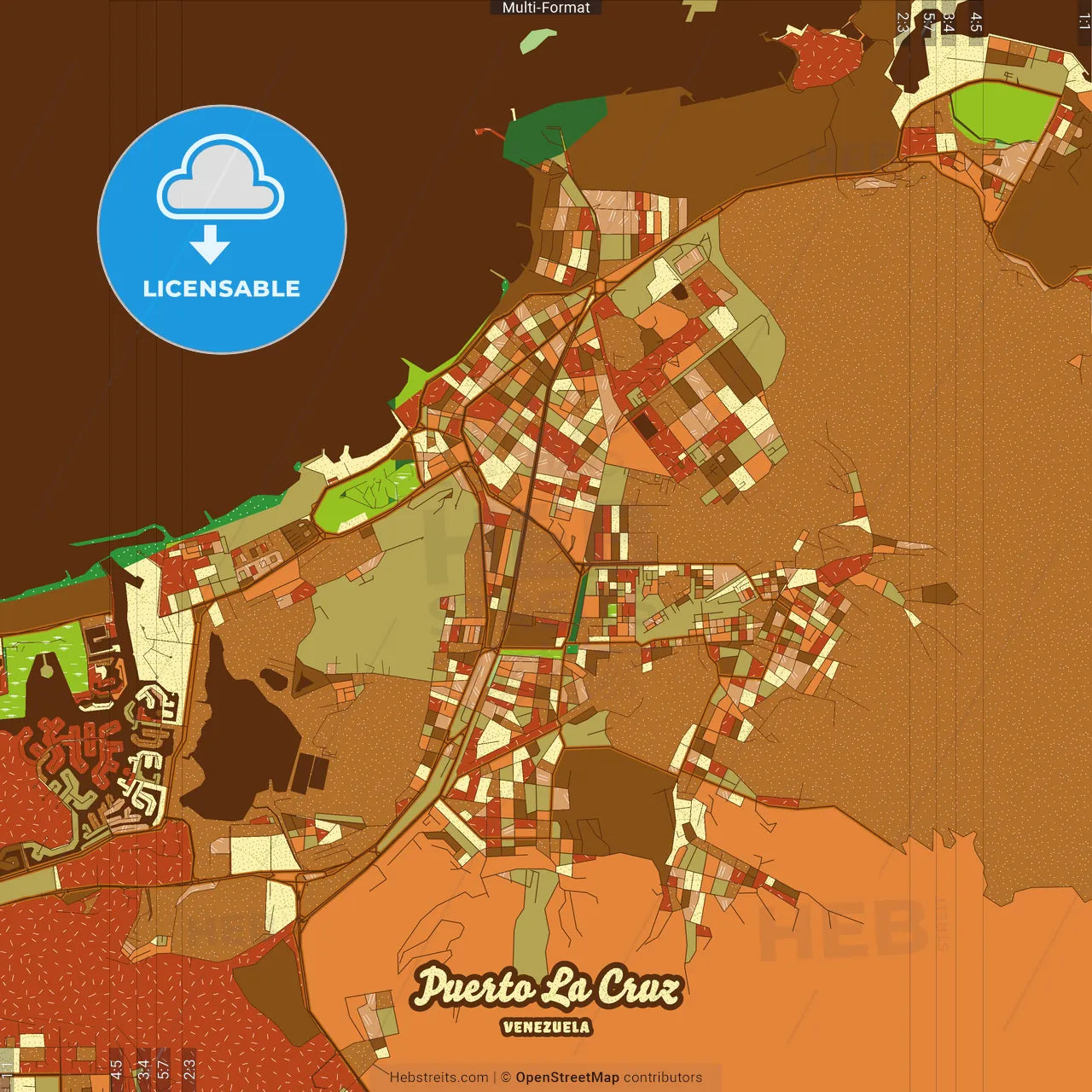 Puerto La Cruz Venezuela Farmhouse Poster Art Map Template