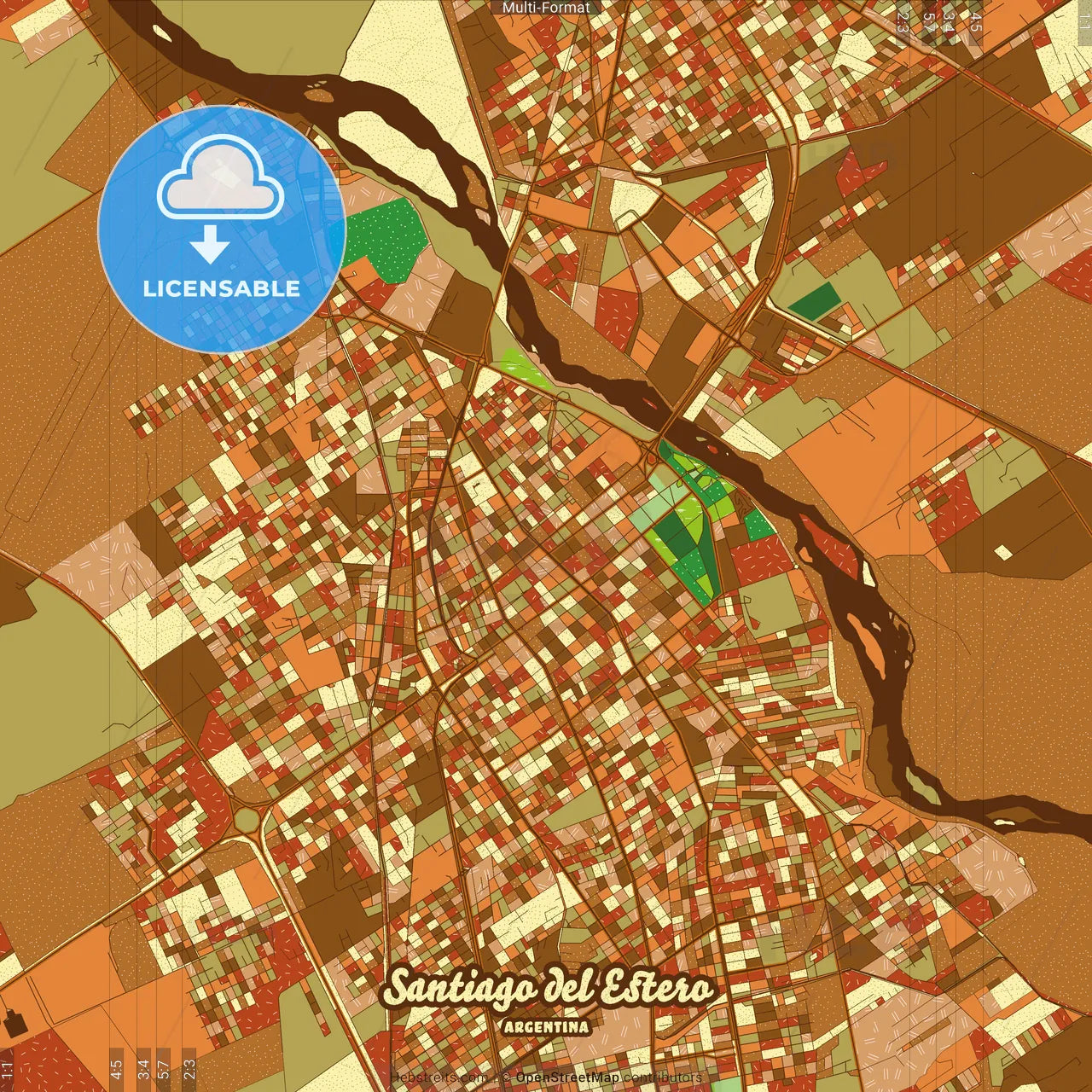 Santiago del Estero Argentina Farmhouse Poster Art Map Template