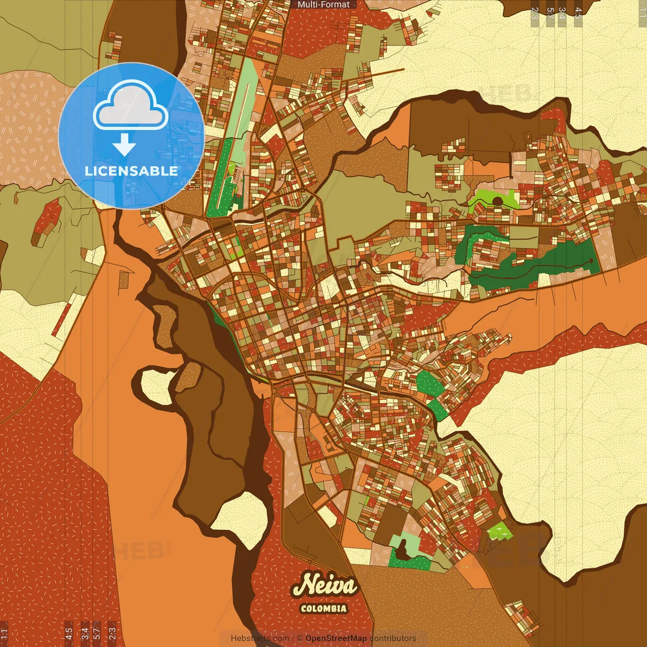Neiva Colombia Farmhouse Poster Art Map Template