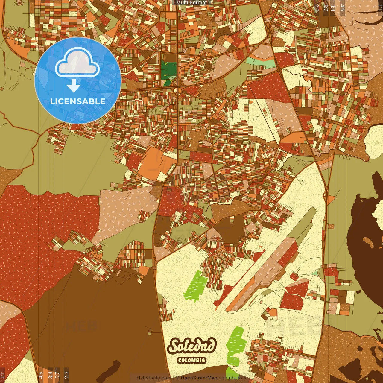 Soledad Colombia Farmhouse Poster Art Map Template