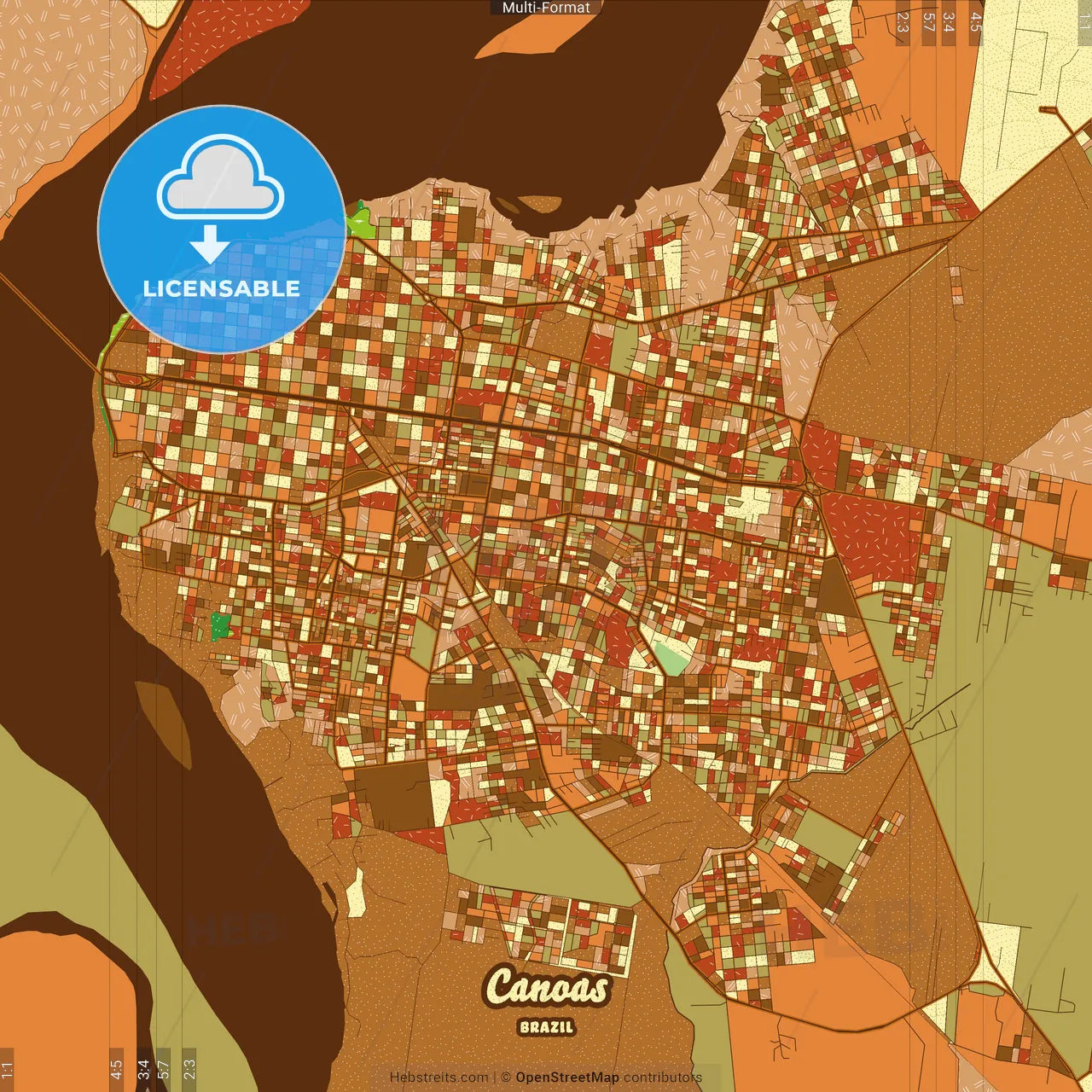 Canoas Brazil Farmhouse Poster Art Map Template