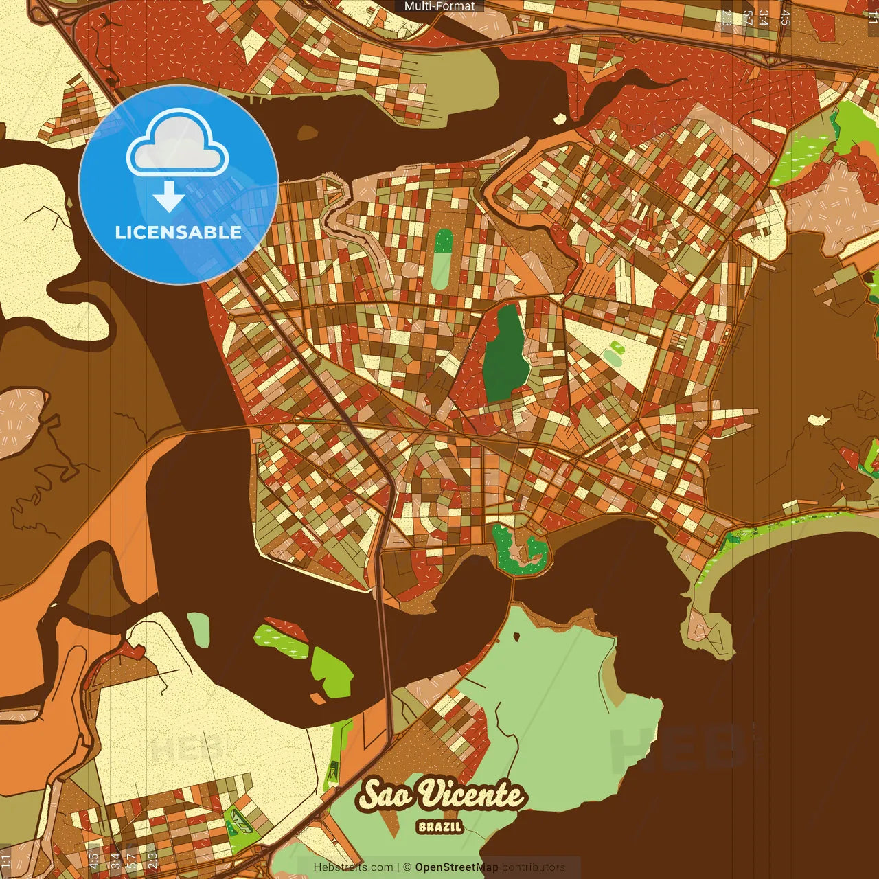 Sao Vicente Brazil Farmhouse Poster Art Map Template