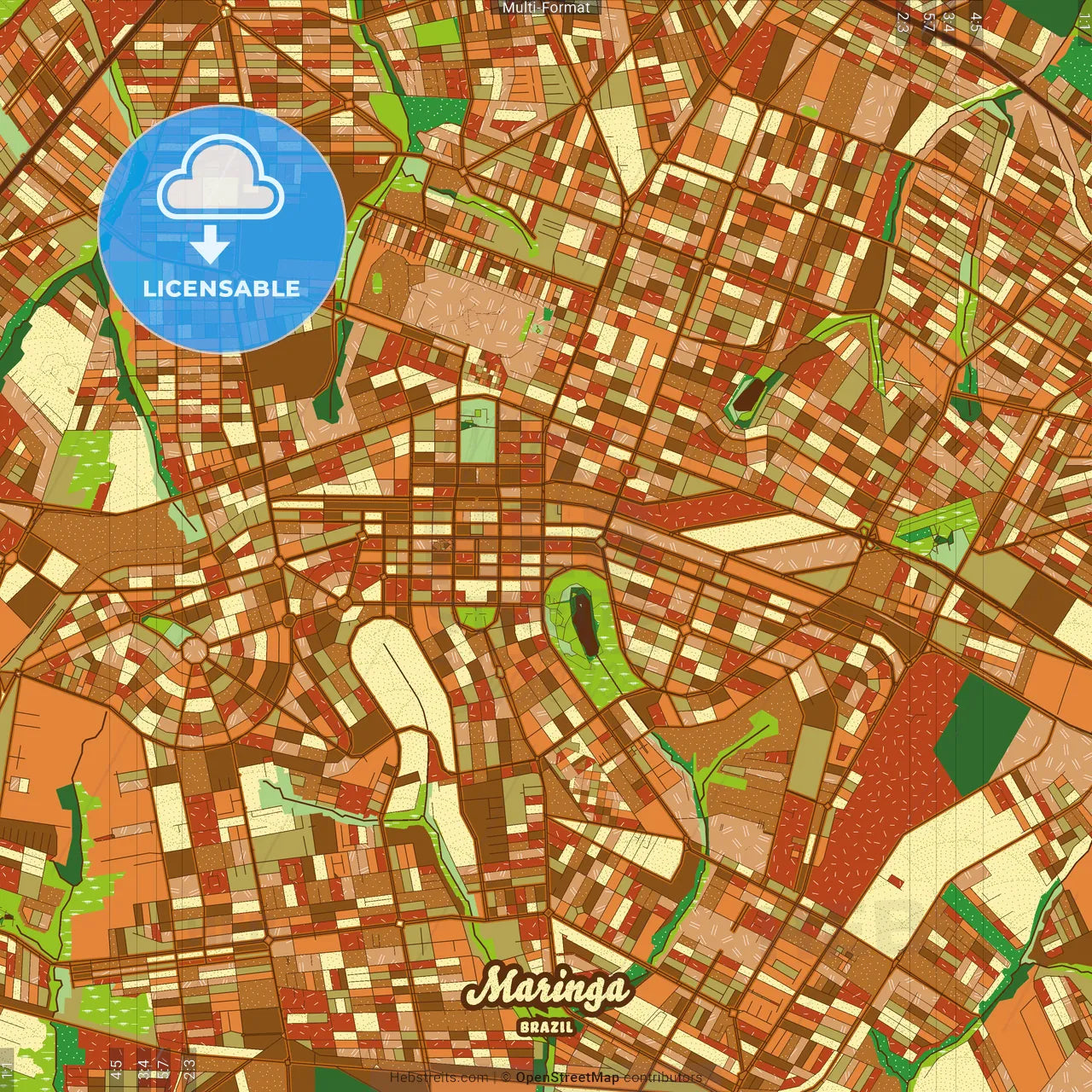 Maringa Brazil Farmhouse Poster Art Map Template