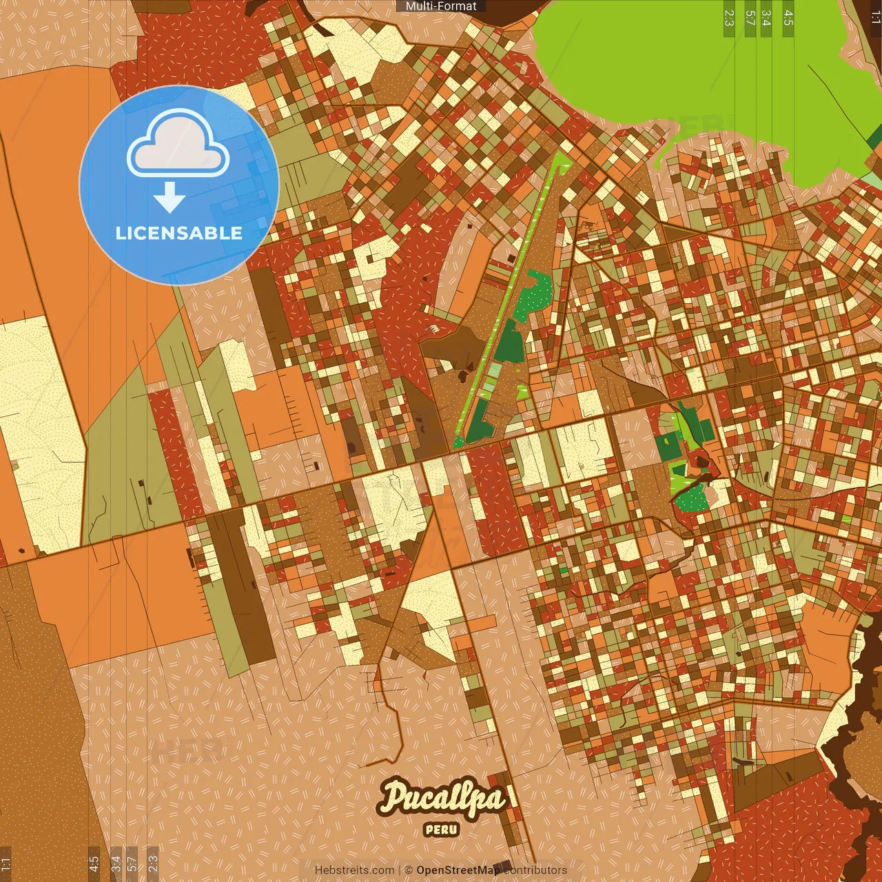 Pucallpa Peru Farmhouse Poster Art Map Template