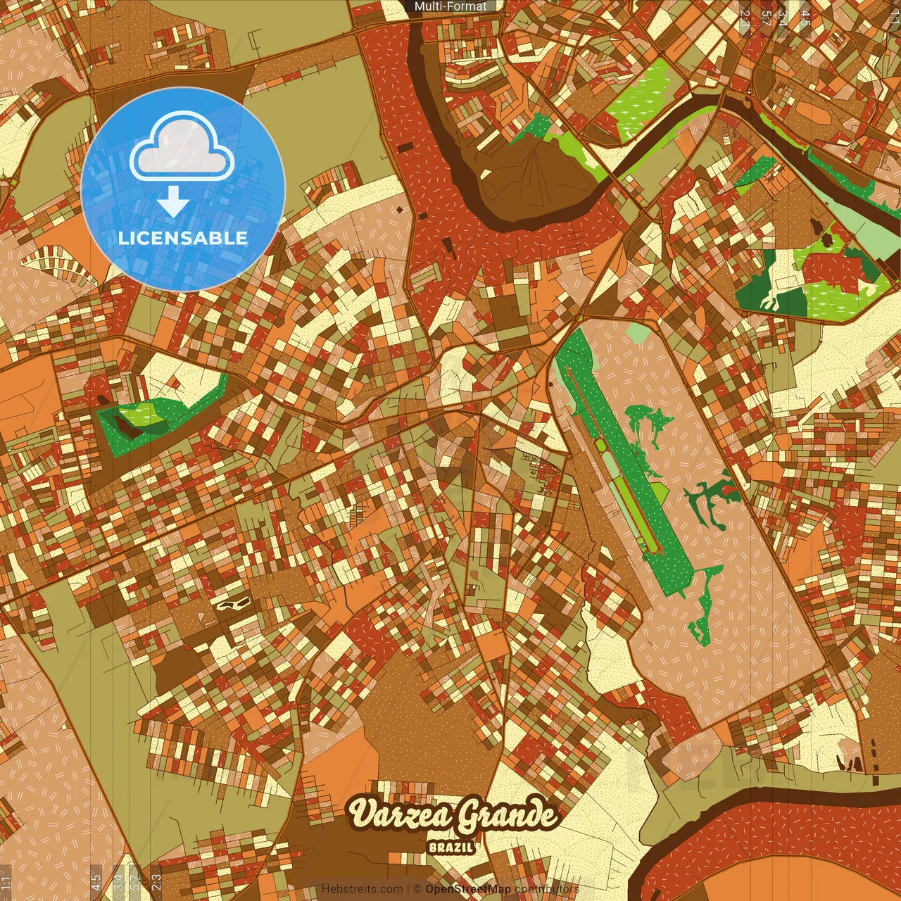 Varzea Grande Brazil Farmhouse Poster Art Map Template