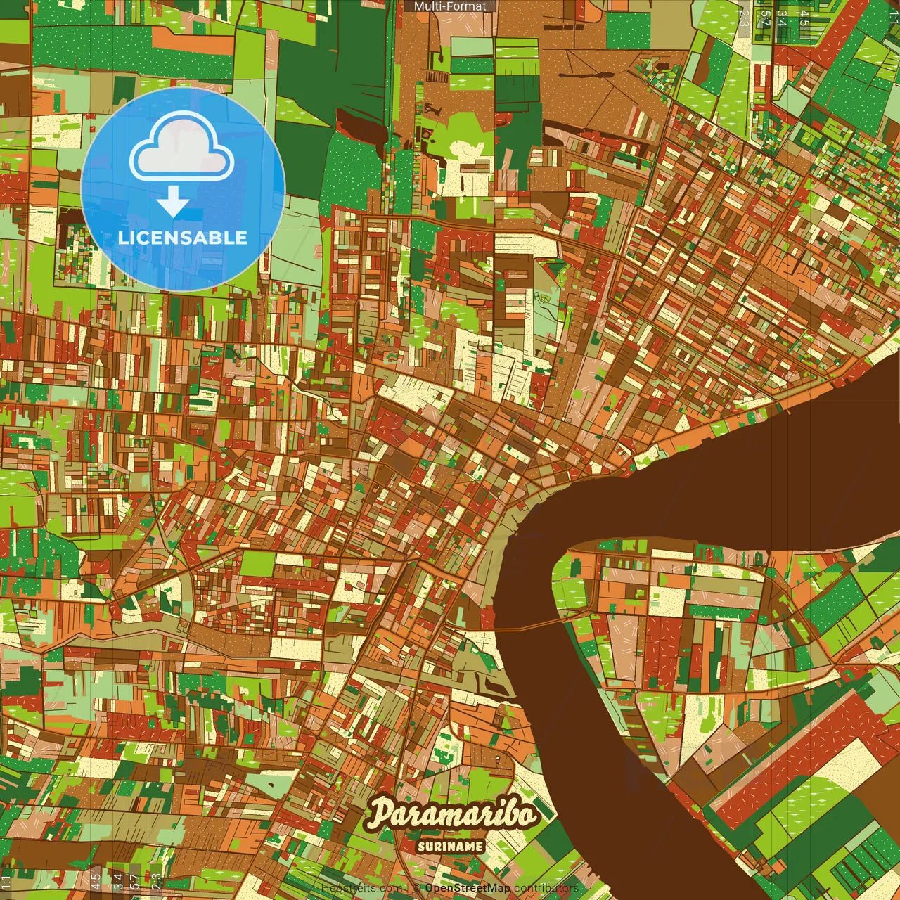 Paramaribo Suriname Farmhouse Poster Art Map Template