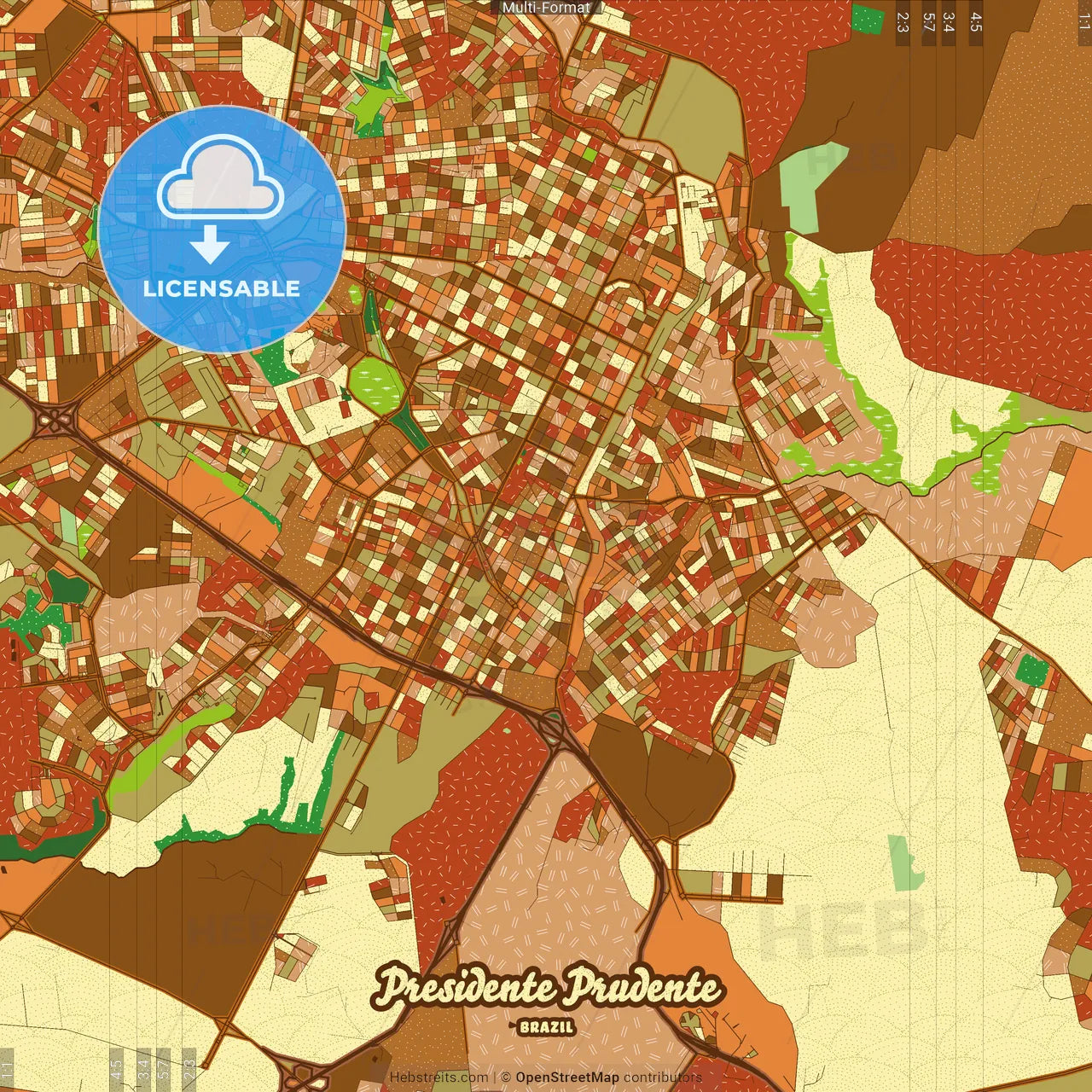 Presidente Prudente Brazil Farmhouse Poster Art Map Template