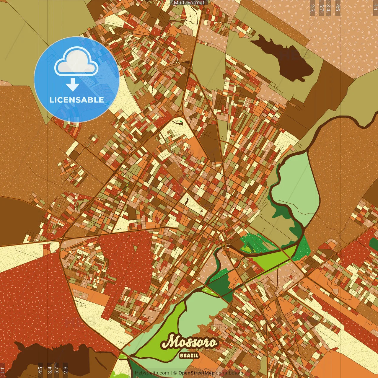 Mossoro Brazil Farmhouse Poster Art Map Template