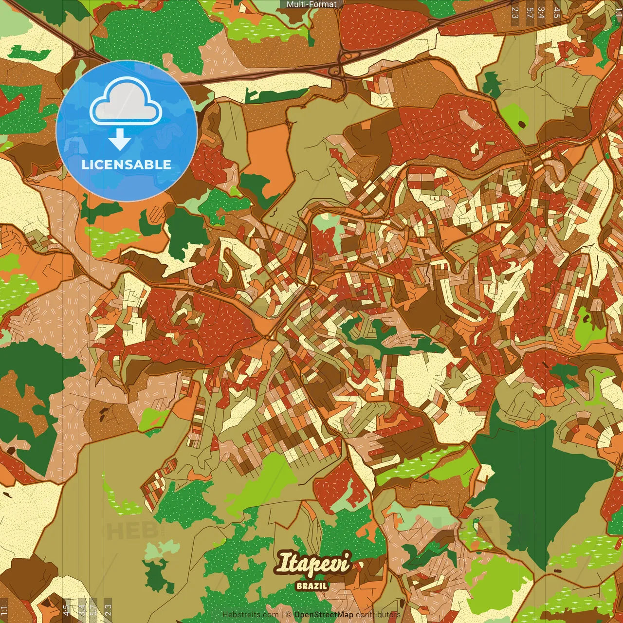 Itapevi Brazil Farmhouse Poster Art Map Template