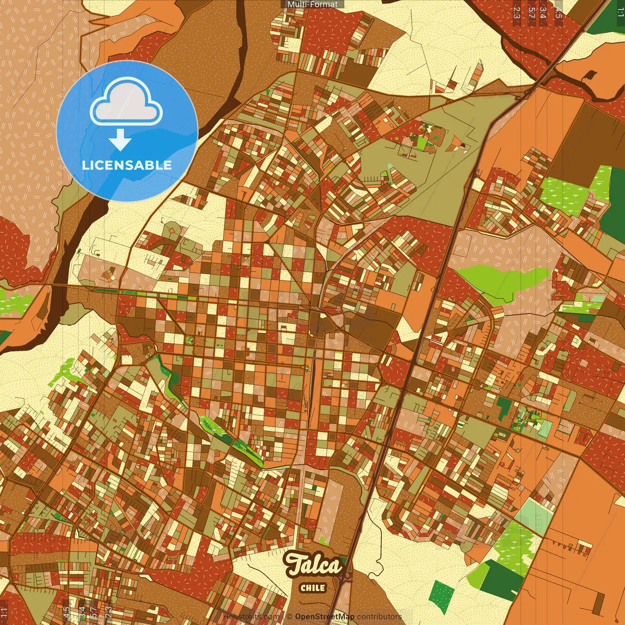 Talca Chile Farmhouse Poster Art Map Template